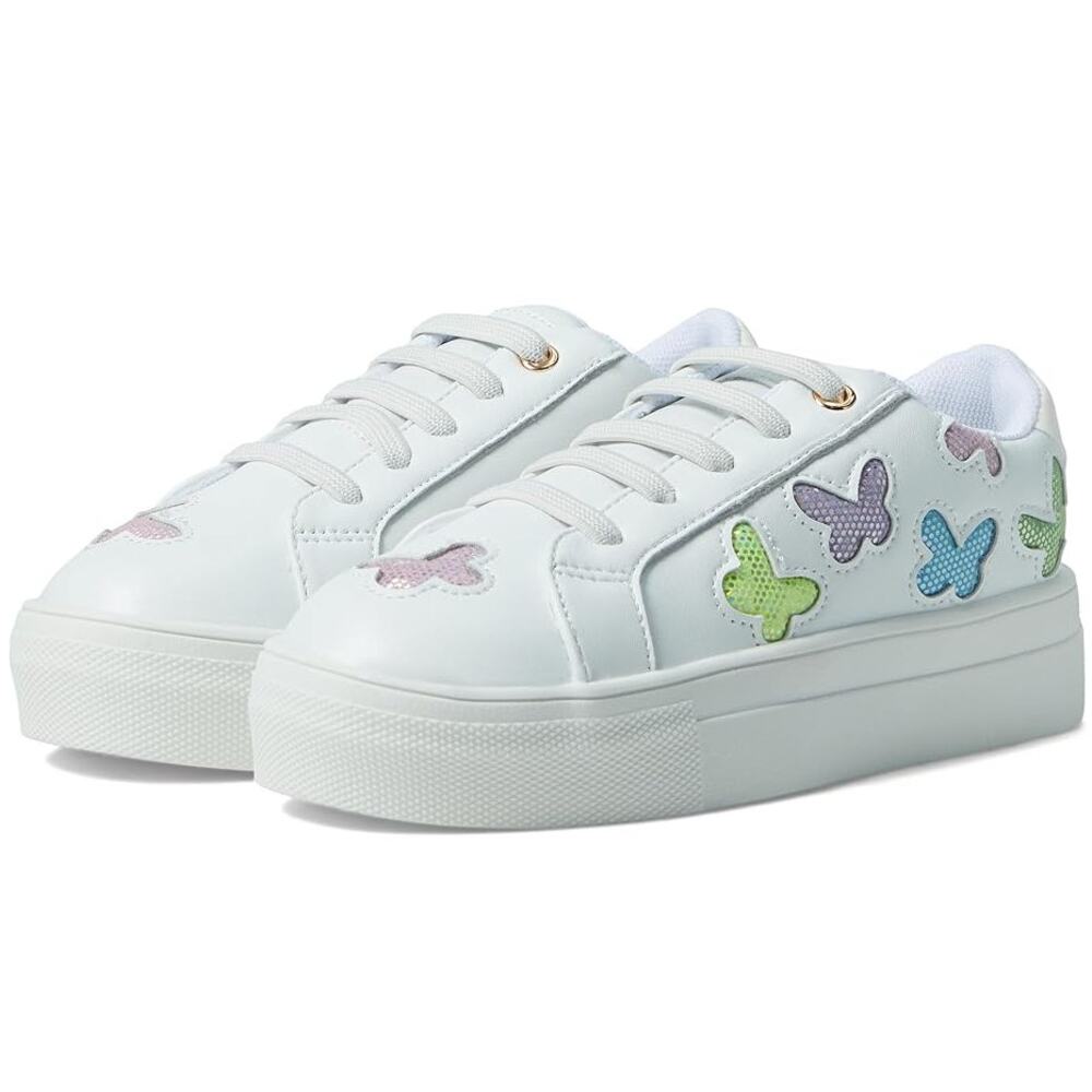 Kurt Geiger Girls London Mini Laney Sneakers US 1 EU 32 White Leather EUC